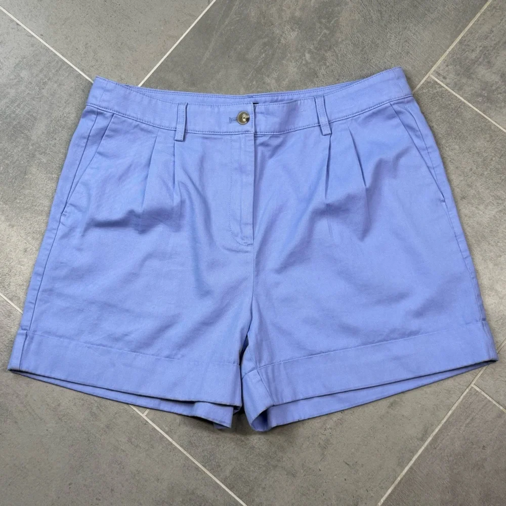 J.Crew Factory Women’s pleated high rise blue cotton shorts size 12 - Picture 6 of 10